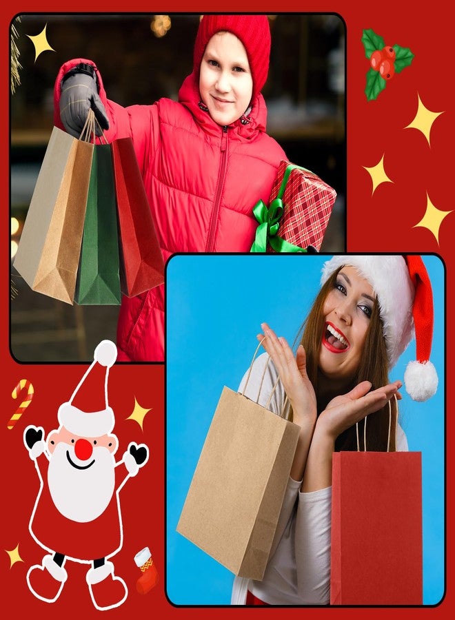 Kolldenn 120 Pcs Brown Red and Green Christmas Gift Bags Holiday Gift Kraft Paper Bags with Handles for Wedding Baby Shower Bridal Shower Shopping Party Favor Business, 8.26 x 6.3 x 3.15 Inches - Image 4